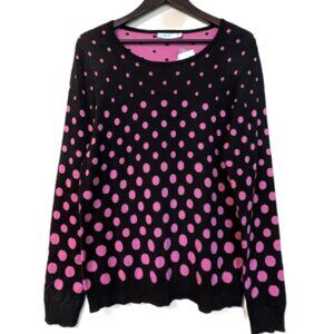 2/$22 +$9.99 Shipping  NWT Ricki's Pink Polka Dot Sweater Size XL